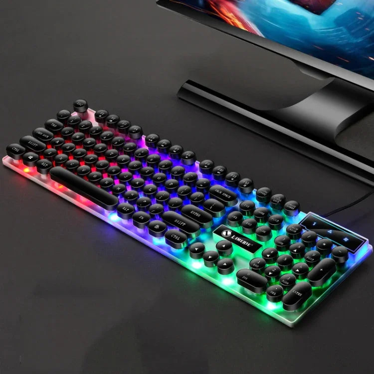 LIMEIDE GTX300 104-Tasten Retro-Tastatur mit runden Tastenkappen, USB-Kabel, Kabellänge: 1,4 m, Punk-Einzeltastatur Weiß, Punk-Einzeltastatur Schwarz, Punk-Set Weiß, Punk-Set Schwarz