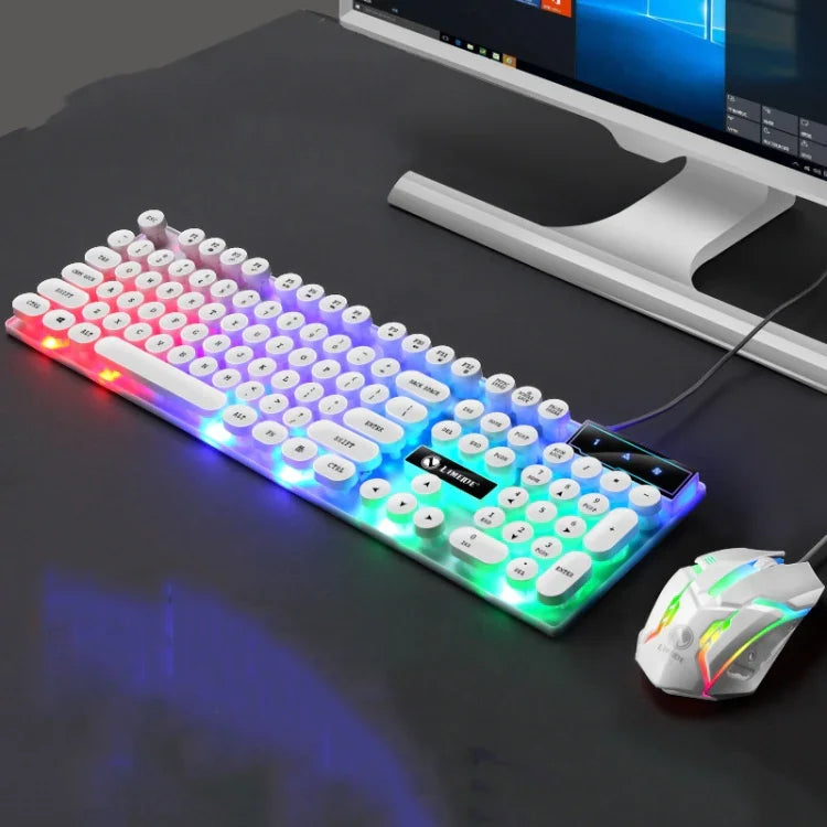 LIMEIDE GTX300 104-Tasten Retro-Tastatur mit runden Tastenkappen, USB-Kabel, Kabellänge: 1,4 m, Punk-Einzeltastatur Weiß, Punk-Einzeltastatur Schwarz, Punk-Set Weiß, Punk-Set Schwarz