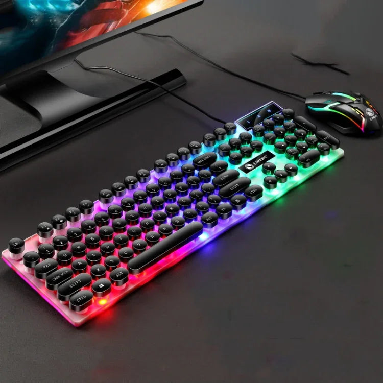 LIMEIDE GTX300 104-Tasten Retro-Tastatur mit runden Tastenkappen, USB-Kabel, Kabellänge: 1,4 m, Punk-Einzeltastatur Weiß, Punk-Einzeltastatur Schwarz, Punk-Set Weiß, Punk-Set Schwarz