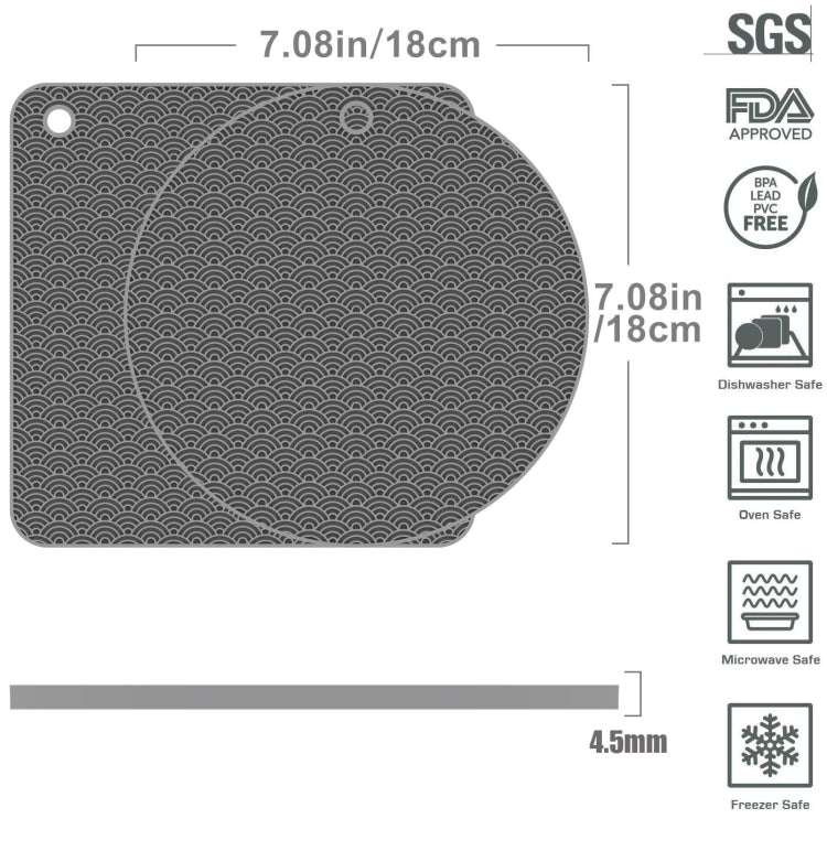 Geometry Küchen Silikon-Topfuntersetzer Hitzeschutzmatte Rund (Schwarz), Eckig (Grau), Rund (Grau), Eckig (Schwarz), Rund (Schwarz)