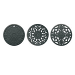 3-in-1 Hohlblumen-Silikon-Wärmeisolationsmatte Anti-Verbrühungs-Topf-Schalen-Set, Schwarz, Gelb, Blau, Grün, Violett, Grau