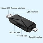 YH-109 SD/TF/Type-C/Micro USB/USB Computer PC Mobiltelefon OTG Kartenleser, Weiß, Schwarz