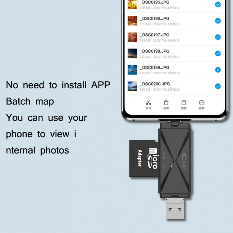 YH-109 SD/TF/Type-C/Micro USB/USB Computer PC Mobiltelefon OTG Kartenleser, Weiß, Schwarz