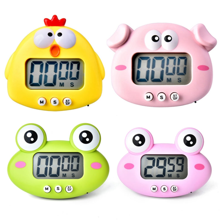 Küchen-Backen Cartoon Tier Elektronische Zeitschaltuhr Wecker Studenten Lern-Timer, Rosa Schwein, Gelbes Huhn, Grüner Frosch, Rosa Frosch