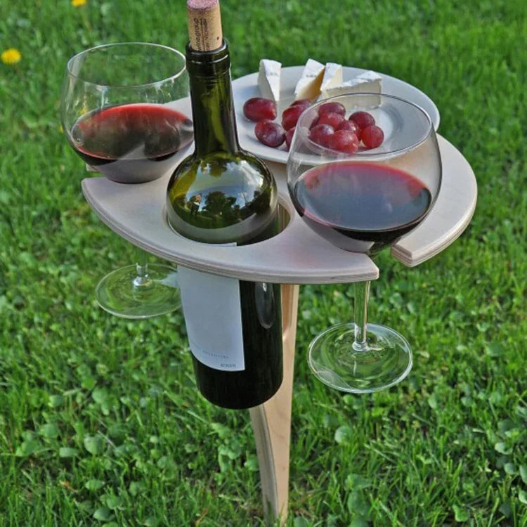 Hölzernes zusammenklappbares Weinregal für den Rasen, einsteckbares Weinregal, Picknick-Weinständer für draußen, Klapptisch, 20 cm