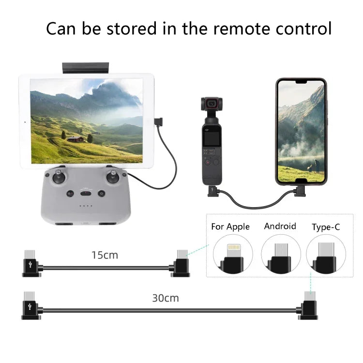 Sunnylife TY-X9304 Geeignet für DJI Mavic Air 2S / DJI FPV Flugbrille V2 / Mavic Mini2 / Osmo Pocket 2 Mobiltelefon Tablet Kabel, 15cm Typ-C auf 8 Pin Kabel, 15cm Typ-C auf Micro USB Kabel, 15cm Typ-C auf Typ-C Kabel, 30cm Typ-C auf 8 Pin Kabel...