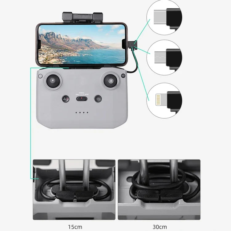 Sunnylife TY-X9304 Geeignet für DJI Mavic Air 2S / DJI FPV Flugbrille V2 / Mavic Mini2 / Osmo Pocket 2 Mobiltelefon Tablet Kabel, 15cm Typ-C auf 8 Pin Kabel, 15cm Typ-C auf Micro USB Kabel, 15cm Typ-C auf Typ-C Kabel, 30cm Typ-C auf 8 Pin Kabel...