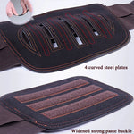 Stahlplatten-Stütz- und Fixierungs-Lederschutz-Taillengürtel-Lendenorthese, Größen: S (64-70 cm), M (74-84 cm), L (86-94 cm), XL (98-106 cm), XXL (106-120 cm)