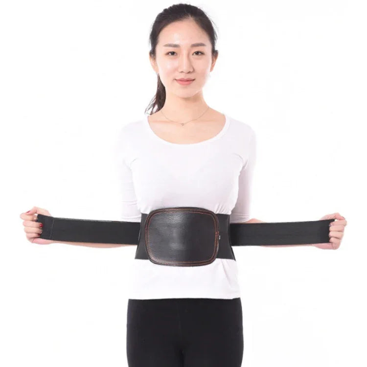 Stahlplatten-Stütz- und Fixierungs-Lederschutz-Taillengürtel-Lendenorthese, Größen: S (64-70 cm), M (74-84 cm), L (86-94 cm), XL (98-106 cm), XXL (106-120 cm)