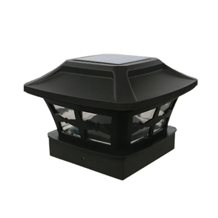 4 Zoll Outdoor Solar Säulenlampe Weiß + Warmweiß Licht Gartenlampe, Schwarz, Weiß