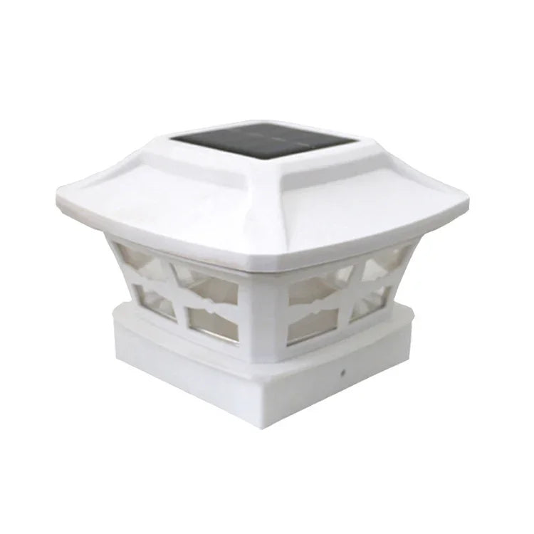 4 Zoll Outdoor Solar Säulenlampe Weiß + Warmweiß Licht Gartenlampe, Schwarz, Weiß