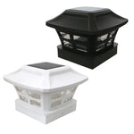 4 Zoll Outdoor Solar Säulenlampe Weiß + Warmweiß Licht Gartenlampe, Schwarz, Weiß