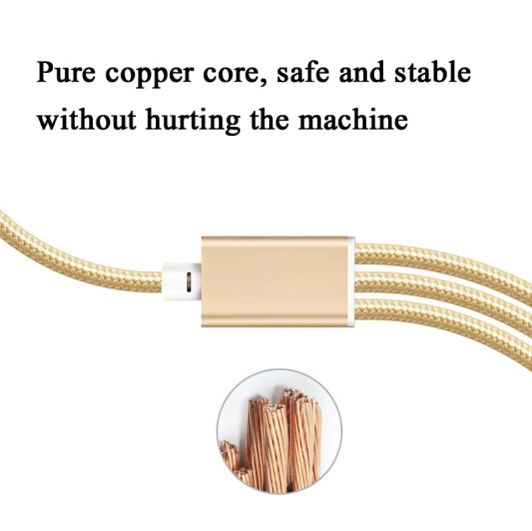 5 STK 2A 3-in-1 USB-auf-USB-C / Typ-C + 8-Pin + Micro-USB geflochtenes Datenkabel, USB-auf-USB-C / Typ-C + 8-Pin + Micro-USB
