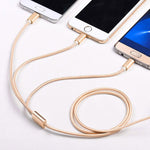 5 STK 2A 3-in-1 USB-auf-USB-C / Typ-C + 8-Pin + Micro-USB geflochtenes Datenkabel, USB-auf-USB-C / Typ-C + 8-Pin + Micro-USB