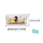 Transluzente, matte PEVA-Lebensmittelaufbewahrungstasche Kühlschrank-Lebensmittelbeutel Selbstklebende Lebensmittelbeutel, 5 STK / Set (NR.1x5), 5 STK / Set (NR.2x5), 6 STK / Set (NR.1x4+NR.2x2), 10 STK / Set (NR.1x6+NR.2x4), 12 STK / Set (NR.1x7+NR.2x5)