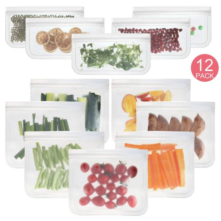 Transluzente, matte PEVA-Lebensmittelaufbewahrungstasche Kühlschrank-Lebensmittelbeutel Selbstklebende Lebensmittelbeutel, 5 STK / Set (NR.1x5), 5 STK / Set (NR.2x5), 6 STK / Set (NR.1x4+NR.2x2), 10 STK / Set (NR.1x6+NR.2x4), 12 STK / Set (NR.1x7+NR.2x5)