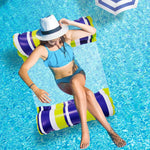 PVC Aufblasbare Hängematte Erwachsene Schwimmend Schwimmhilfe, Größe: 120 x 70cm, Hellblau Gestreift, Rosarot Gestreift, Gelb Gestreift, Grün Gestreift, Orange Gestreift, Dunkelblau Gestreift, Gelb + Blau, Grün + Blau