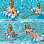 PVC Aufblasbare Hängematte Erwachsene Schwimmend Schwimmhilfe, Größe: 120 x 70cm, Hellblau Gestreift, Rosarot Gestreift, Gelb Gestreift, Grün Gestreift, Orange Gestreift, Dunkelblau Gestreift, Gelb + Blau, Grün + Blau