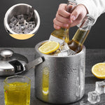 Eiseimer aus Edelstahl 304, doppelwandig, hohl, für Bar, Bier, Weinfass mit Eiszange, Fassungsvermögen: 1,3 l, 1,3 l mit Eiszange