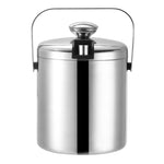 Eiseimer aus Edelstahl 304, doppelwandig, hohl, für Bar, Bier, Weinfass mit Eiszange, Fassungsvermögen: 1,3 l, 1,3 l mit Eiszange