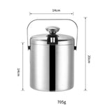 Eiseimer aus Edelstahl 304, doppelwandig, hohl, für Bar, Bier, Weinfass mit Eiszange, Fassungsvermögen: 1,3 l, 1,3 l mit Eiszange