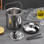 Eiseimer aus Edelstahl 304, doppelwandig, hohl, für Bar, Bier, Weinfass mit Eiszange, Fassungsvermögen: 1,3 l, 1,3 l mit Eiszange