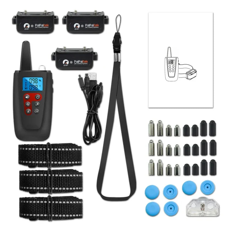PaiPaitek PD526-3 Antibellgerät, Hunde-Elektroschockhalsband, Hundetrainingsgerät mit Fernbedienung, Haustiertrainingsgerät, PD526-3