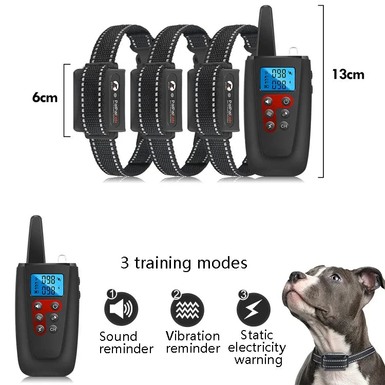 PaiPaitek PD526-3 Antibellgerät, Hunde-Elektroschockhalsband, Hundetrainingsgerät mit Fernbedienung, Haustiertrainingsgerät, PD526-3
