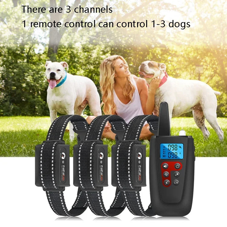 PaiPaitek PD526-3 Antibellgerät, Hunde-Elektroschockhalsband, Hundetrainingsgerät mit Fernbedienung, Haustiertrainingsgerät, PD526-3