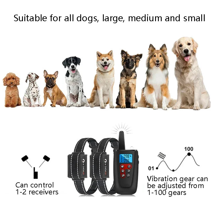 PaiPaitek PD526V-2 1-in-2 100-stufiges Hundetrainingsgerät mit Schall- und Vibrationsfunktion, elektronisches Fernbedienungshalsband, PD526V-2