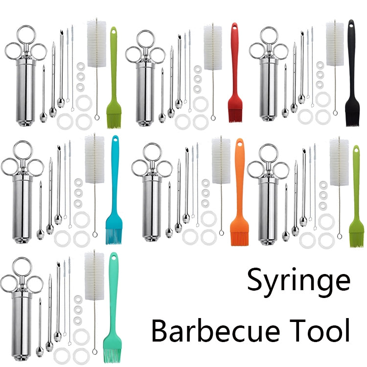 Edelstahl-Gewürzspritze, Grillzubehör, Truthahnnadel-Set, 14-in-1 (Grün), 14-in-1 (Schwarz), 14-in-1 (Blau), 14-in-1 (Orange), 14-in-1 (Edelsteingrün), 14-in-1 (Weiß-Orange)