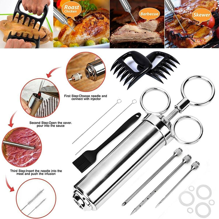 Edelstahl-Gewürzspritze, Grillzubehör, Truthahnnadel-Set, 14-in-1 (Grün), 14-in-1 (Schwarz), 14-in-1 (Blau), 14-in-1 (Orange), 14-in-1 (Edelsteingrün), 14-in-1 (Weiß-Orange)