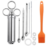 Edelstahl-Marinaden-Injektor-Set für Steak und Pute mit Reinigungsbürste aus Silikon, 11 in 1 (Rot), 11 in 1 (Schwarz), 11 in 1 (Blau), 11 in 1 (Grün), 11 in 1 (Orange), 11 in 1 (Gelb), 11 in 1 (Gelb Weiß)
