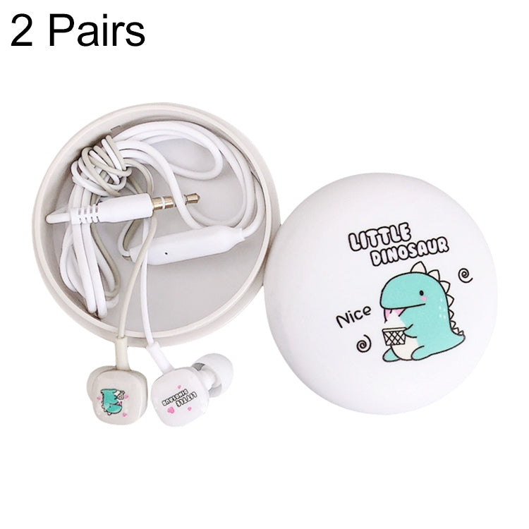 2 Paare Kopfhörer mit Cartoon-Muster und starkem Bass In-Ear Universelle kabelgebundene Kopfhörer mit Mikrofon, Weiß, Rosa, Schwarz, Hellblau