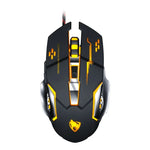 T-WOLF V6 USB-Schnittstelle, 6 Tasten, 3200 DPI, kabelgebundene Gaming-Maus mit mechanischer Makroprogrammierung, 7-farbiger Beleuchtung, Kabellänge: 1,5 m, Makro-Audio-Version in Schwarz-Silber und Eisengrau erhältlich.