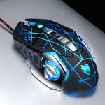 T-WOLF V6 USB-Schnittstelle, 6 Tasten, 3200 DPI, kabelgebundene Gaming-Maus mit mechanischer Makroprogrammierung, 7-farbiger Beleuchtung, Kabellänge: 1,5 m, Makro-Audio-Version in Schwarz-Silber und Eisengrau erhältlich.