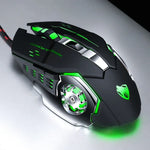 T-WOLF V6 USB-Schnittstelle, 6 Tasten, 3200 DPI, kabelgebundene Gaming-Maus mit mechanischer Makroprogrammierung, 7-farbiger Beleuchtung, Kabellänge: 1,5 m, Makro-Audio-Version in Schwarz-Silber und Eisengrau erhältlich.