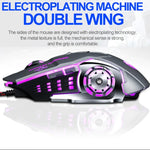 T-WOLF V6 USB-Schnittstelle, 6 Tasten, 3200 DPI, kabelgebundene Gaming-Maus mit mechanischer Makroprogrammierung, 7-farbiger Beleuchtung, Kabellänge: 1,5 m, Makro-Audio-Version in Schwarz-Silber und Eisengrau erhältlich.
