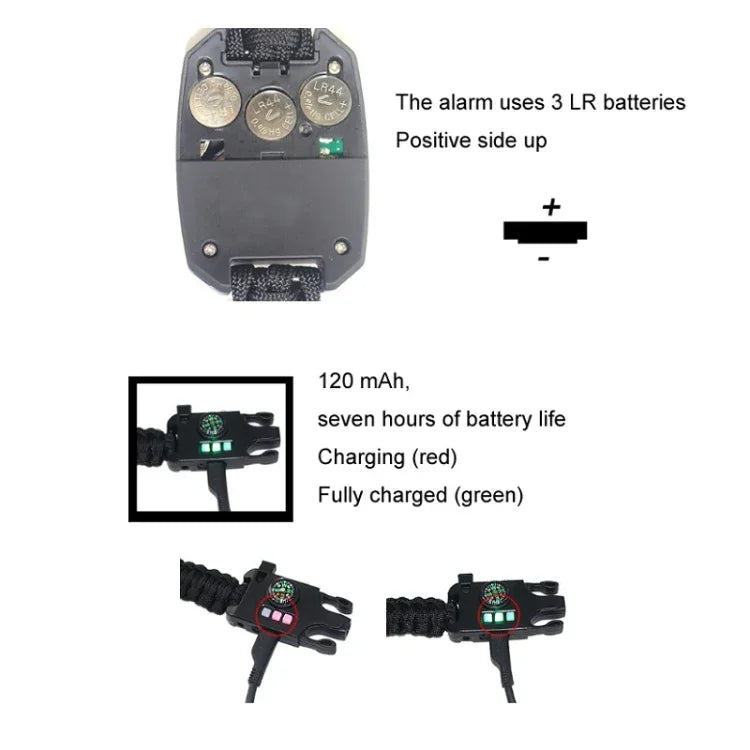 Multifunktionales geflochtenes Schirmseil-Uhren-Alarm-Armband Outdoor-Überlebensarmband