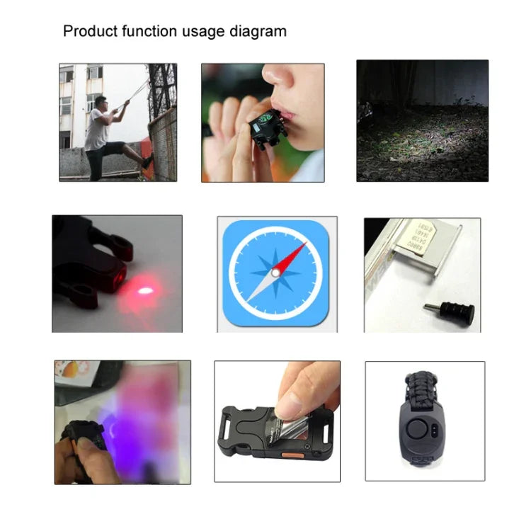 Multifunktionales geflochtenes Schirmseil-Uhren-Alarm-Armband Outdoor-Überlebensarmband