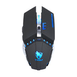 T-WOLF Q15 Kabellose, wiederaufladbare und geräuscharme Gaming-Maus mit 6 Tasten, 1600 DPI, 7-farbiger Atembeleuchtung, Technologie-Schwarz, Sterne-Schwarz, Perlweiß