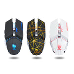 T-WOLF Q15 Kabellose, wiederaufladbare und geräuscharme Gaming-Maus mit 6 Tasten, 1600 DPI, 7-farbiger Atembeleuchtung, Technologie-Schwarz, Sterne-Schwarz, Perlweiß