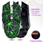 T-WOLF Q15 Kabellose, wiederaufladbare und geräuscharme Gaming-Maus mit 6 Tasten, 1600 DPI, 7-farbiger Atembeleuchtung, Technologie-Schwarz, Sterne-Schwarz, Perlweiß