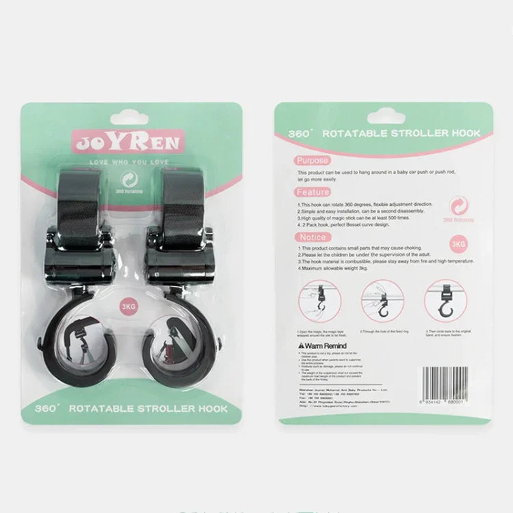 JOYREN 2er-Set Kinderwagen-Haken rutschfest und strapazierfähig, 2 Sets Kinderwagen-Haken