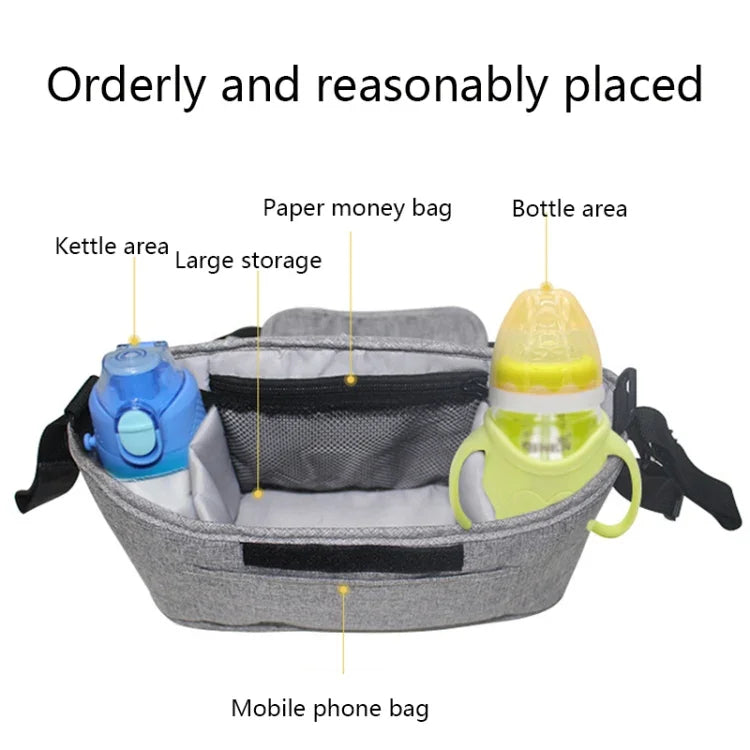 Kinderwagen-Aufbewahrung Hängetasche Multifunktionale Kinderwagentasche mit großem Fassungsvermögen, Leinen Grau, Leinen Schwarz, Leinen Puder, Leinen Lila, Leinen Grün, Leinen Blau