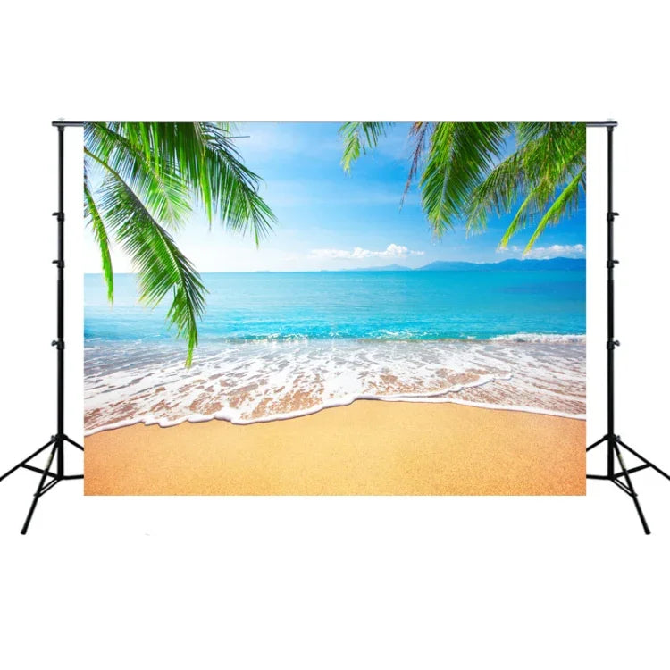 2,1 m x 1,5 m Fototuch mit Kokospalmenmotiv und Meerblick