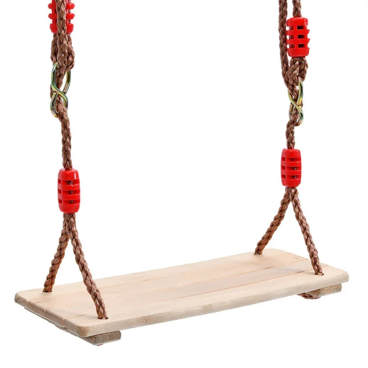 Holzschaukel für Erwachsene und Kinder, drinnen und draußen, Vier-Bretter-Schaukel, Zufällige Farblieferung (Rot), Holz