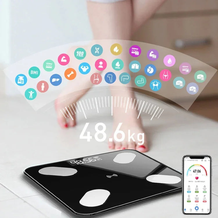 Intelligente Bluetooth-Körperfettwaage für zu Hause, Gesundheitswaage mit Körperfettmessung, Batteriemodell, Lademodell, Solar + Lademodell
