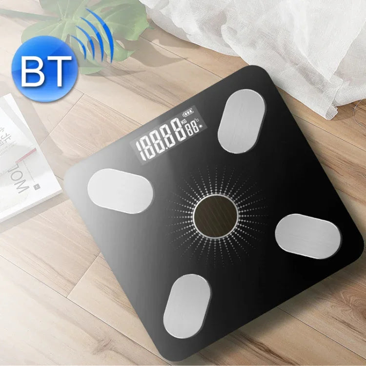 Intelligente Bluetooth-Körperfettwaage für zu Hause, Gesundheitswaage mit Körperfettmessung, Batteriemodell, Lademodell, Solar + Lademodell