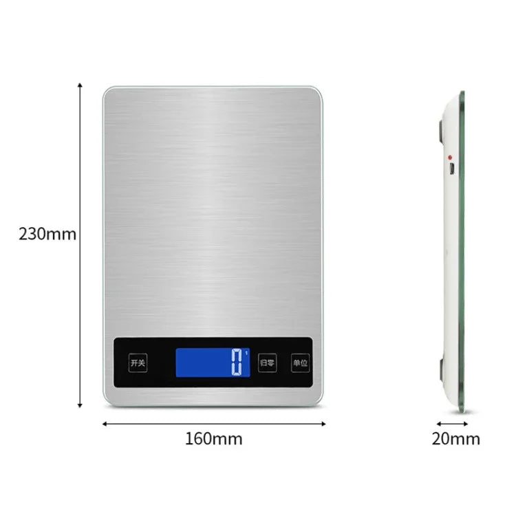 A10-1 Tragbare USB-Küchenwaage, Haushaltswaage zum Backen von Tee, quasi-grammgenaue Tischwaage, 5kg / 1g (Weiß), 10kg / 1g (Weiß), 15kg / 1g (Weiß), 5kg / 1g (Roségold), 10kg / 1g (Roségold), 15kg / 1g (Roségold)